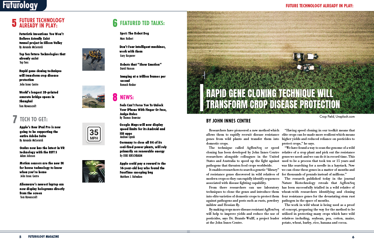 Table of contents with the first article