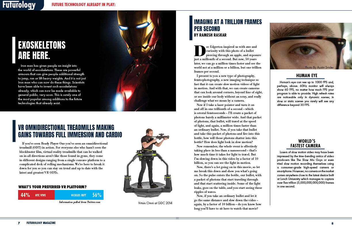 Magazine pages featuring small articles
